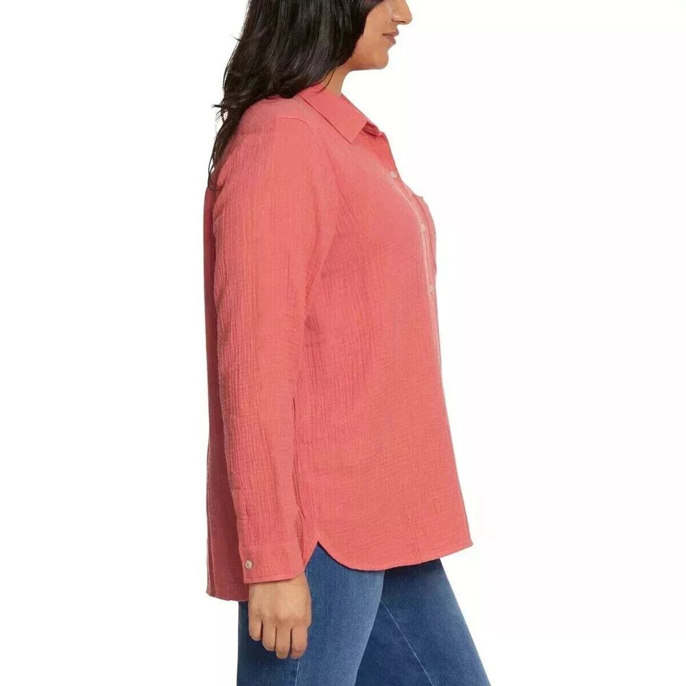 Jessica‎ Simpson Ladies' Gauze Button Front Shirt Red - Size XL - Picture 3 of 4